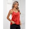 imageZeagoo Womens Silk Satin Tank Tops 2025 V Neck Adjustable Spaghetti Strap Sleeveless Camisole Summer Basic BlouseBig Red