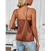 imageZeagoo Womens Silk Satin Tank Tops 2025 V Neck Adjustable Spaghetti Strap Sleeveless Camisole Summer Basic BlouseBrown