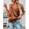 imageZeagoo Womens Silk Satin Tank Tops 2025 V Neck Adjustable Spaghetti Strap Sleeveless Camisole Summer Basic BlouseBrown