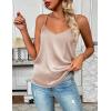imageZeagoo Womens Silk Satin Tank Tops 2025 V Neck Adjustable Spaghetti Strap Sleeveless Camisole Summer Basic BlouseChampagne