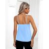 imageZeagoo Womens Silk Satin Tank Tops 2025 V Neck Adjustable Spaghetti Strap Sleeveless Camisole Summer Basic BlouseLight Blue
