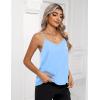 imageZeagoo Womens Silk Satin Tank Tops 2025 V Neck Adjustable Spaghetti Strap Sleeveless Camisole Summer Basic BlouseLight Blue