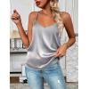 imageZeagoo Womens Silk Satin Tank Tops 2025 V Neck Adjustable Spaghetti Strap Sleeveless Camisole Summer Basic BlouseLight Gray