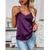 imageZeagoo Womens Silk Satin Tank Tops 2025 V Neck Adjustable Spaghetti Strap Sleeveless Camisole Summer Basic BlousePurple
