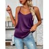 imageZeagoo Womens Silk Satin Tank Tops 2025 V Neck Adjustable Spaghetti Strap Sleeveless Camisole Summer Basic BlousePurple