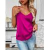imageZeagoo Womens Silk Satin Tank Tops 2025 V Neck Adjustable Spaghetti Strap Sleeveless Camisole Summer Basic BlouseRose