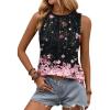 imageZeagoo Summer Tank Top for Women 2025 Pleated High Neck Tops Loose Fit Flowy Dressy Tunic Sleeveless ShirtsCpink Sakura