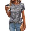 imageZeagoo Womens Casual T Shirts for Summer 2025 Short Sleeve Crewneck Tunic Shirts Floral Print Tops Pleated Dressy BlouseMixed Army Flower