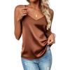 imageZeagoo Womens Silk Satin Tank Tops 2025 V Neck Adjustable Spaghetti Strap Sleeveless Camisole Summer Basic BlouseBrown