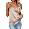 imageZeagoo Womens Silk Satin Tank Tops 2025 V Neck Adjustable Spaghetti Strap Sleeveless Camisole Summer Basic BlouseChampagne
