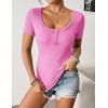 imageZeagoo 3 Pack Women Tops Ribbed Square Neck T Shirts Summer Basic Trendy Slim Fit Henley Button Blouses S2XLBlackwhitepeach