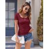imageZeagoo 3 Pack Women Tops Ribbed Square Neck T Shirts Summer Basic Trendy Slim Fit Henley Button Blouses S2XLBlackwhitewine