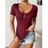 imageZeagoo 3 Pack Women Tops Ribbed Square Neck T Shirts Summer Basic Trendy Slim Fit Henley Button Blouses S2XLBlackwhitewine