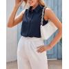 imageZeagoo Sleeveless Blouses for Women Summer Casual Button Down Shirts Flower Tank Tops FashionDark Blue