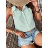 imageZeagoo Sleeveless Blouses for Women Summer Casual Button Down Shirts Flower Tank Tops FashionGreen Stripe