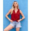 imageZeagoo Sleeveless Blouses for Women Summer Casual Button Down Shirts Flower Tank Tops FashionRed