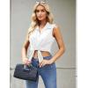 imageZeagoo Sleeveless Blouses for Women Summer Casual Button Down Shirts Flower Tank Tops FashionWhite