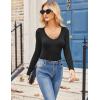 imageZeagoo Women 2 Pack Long Sleeve Shirts V Neck T Shirts Casual Thermal Tops Slim Fit Basic Tight Tees Going Out TopBlackblack