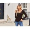 imageZeagoo Women 2 Pack Long Sleeve Shirts V Neck T Shirts Casual Thermal Tops Slim Fit Basic Tight Tees Going Out TopBlackcoffee