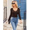 imageZeagoo Women 2 Pack Long Sleeve Shirts V Neck T Shirts Casual Thermal Tops Slim Fit Basic Tight Tees Going Out TopBlackcoffee