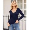 imageZeagoo Women 2 Pack Long Sleeve Shirts V Neck T Shirts Casual Thermal Tops Slim Fit Basic Tight Tees Going Out TopWine Rednavy Blue