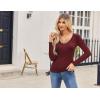 imageZeagoo Women 2 Pack Long Sleeve Shirts V Neck T Shirts Casual Thermal Tops Slim Fit Basic Tight Tees Going Out TopWine Rednavy Blue
