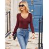 imageZeagoo Women 2 Pack Long Sleeve Shirts V Neck T Shirts Casual Thermal Tops Slim Fit Basic Tight Tees Going Out TopWine Rednavy Blue