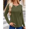 imageZeagoo Women Long Sleeve Shirts Casual Tops Blouses Fashion Pleated Tunic Fall Clothes 2024Army Green