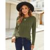 imageZeagoo Women Long Sleeve Shirts Casual Tops Blouses Fashion Pleated Tunic Fall Clothes 2024Army Green