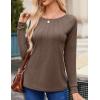 imageZeagoo Women Long Sleeve Shirts Casual Tops Blouses Fashion Pleated Tunic Fall Clothes 2024Brown