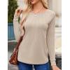 imageZeagoo Women Long Sleeve Shirts Casual Tops Blouses Fashion Pleated Tunic Fall Clothes 2024Light Khaki