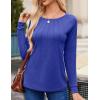 imageZeagoo Women Long Sleeve Shirts Casual Tops Blouses Fashion Pleated Tunic Fall Clothes 2024Light Royal Blue