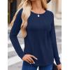 imageZeagoo Women Long Sleeve Shirts Casual Tops Blouses Fashion Pleated Tunic Fall Clothes 2024Navy