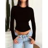 imageZeagoo Women Y2K Crewneck Long Sleeve Slim Fit T Shirt Going Out Fall Fashion Basic TopsBlack