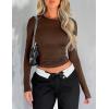imageZeagoo Women Y2K Crewneck Long Sleeve Slim Fit T Shirt Going Out Fall Fashion Basic TopsBrown