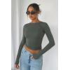 imageZeagoo Women Y2K Crewneck Long Sleeve Slim Fit T Shirt Going Out Fall Fashion Basic TopsDark Grey