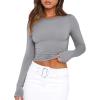 imageZeagoo Women Y2K Crewneck Long Sleeve Slim Fit T Shirt Going Out Fall Fashion Basic TopsLight Grey