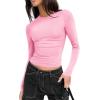 imageZeagoo Women Y2K Crewneck Long Sleeve Slim Fit T Shirt Going Out Fall Fashion Basic TopsPink