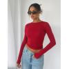imageZeagoo Women Y2K Crewneck Long Sleeve Slim Fit T Shirt Going Out Fall Fashion Basic TopsRed