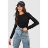 imageZeagoo Women Y2K Crewneck Long Sleeve Slim Fit T Shirt Going Out Fall Fashion Basic TopsZblack light Brown