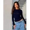 imageZeagoo Women Y2K Crewneck Long Sleeve Slim Fit T Shirt Going Out Fall Fashion Basic TopsZblack white navy Blue