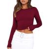 imageZeagoo Women Y2K Crewneck Long Sleeve Slim Fit T Shirt Going Out Fall Fashion Basic TopsZblack white wine Red