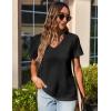 imageZeagoo Womens Short Sleeve Shirts for Summer Casual VNeck Blouse Shirts 2025 Dressy Tops with PleatsAblack