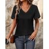 imageZeagoo Womens Short Sleeve Shirts for Summer Casual VNeck Blouse Shirts 2025 Dressy Tops with PleatsAblack