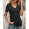 imageZeagoo Womens Short Sleeve Shirts for Summer Casual VNeck Blouse Shirts 2025 Dressy Tops with PleatsAblack
