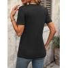 imageZeagoo Womens Short Sleeve Shirts for Summer Casual VNeck Blouse Shirts 2025 Dressy Tops with PleatsAblack