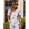 imageZeagoo Womens Short Sleeve Shirts for Summer Casual VNeck Blouse Shirts 2025 Dressy Tops with PleatsFlower1