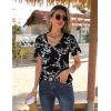 imageZeagoo Womens Short Sleeve Shirts for Summer Casual VNeck Blouse Shirts 2025 Dressy Tops with PleatsFlower10