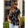 imageZeagoo Womens Short Sleeve Shirts for Summer Casual VNeck Blouse Shirts 2025 Dressy Tops with PleatsFlower10