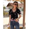 imageZeagoo Womens Short Sleeve Shirts for Summer Casual VNeck Blouse Shirts 2025 Dressy Tops with PleatsFlower11